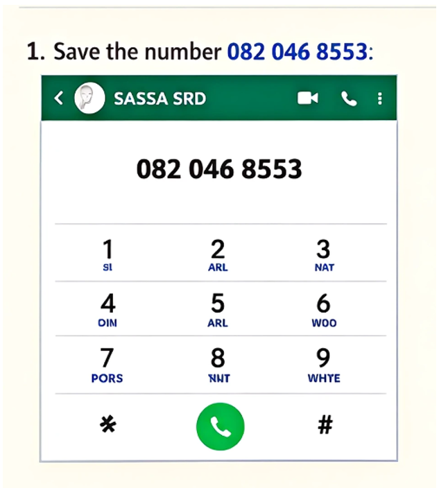 SASSA WhatsApp number: 082 046 8553