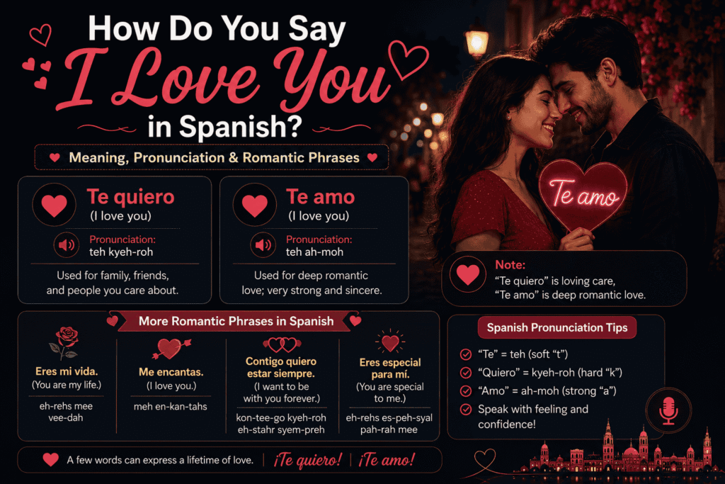 How Do You Say I Love You in Spanish? Meaning, Pronunciation & Romantic Phrases How Do You Say I Love You in Spanish