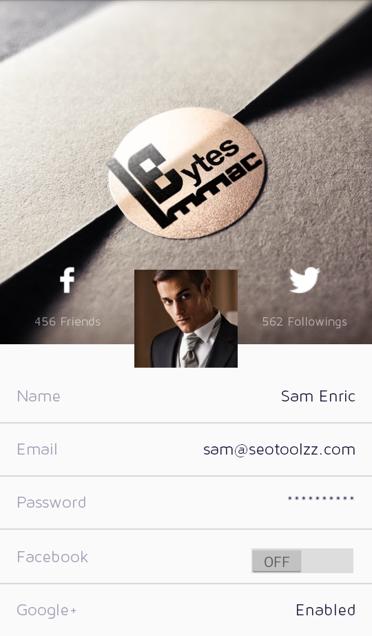 free android profile app design template